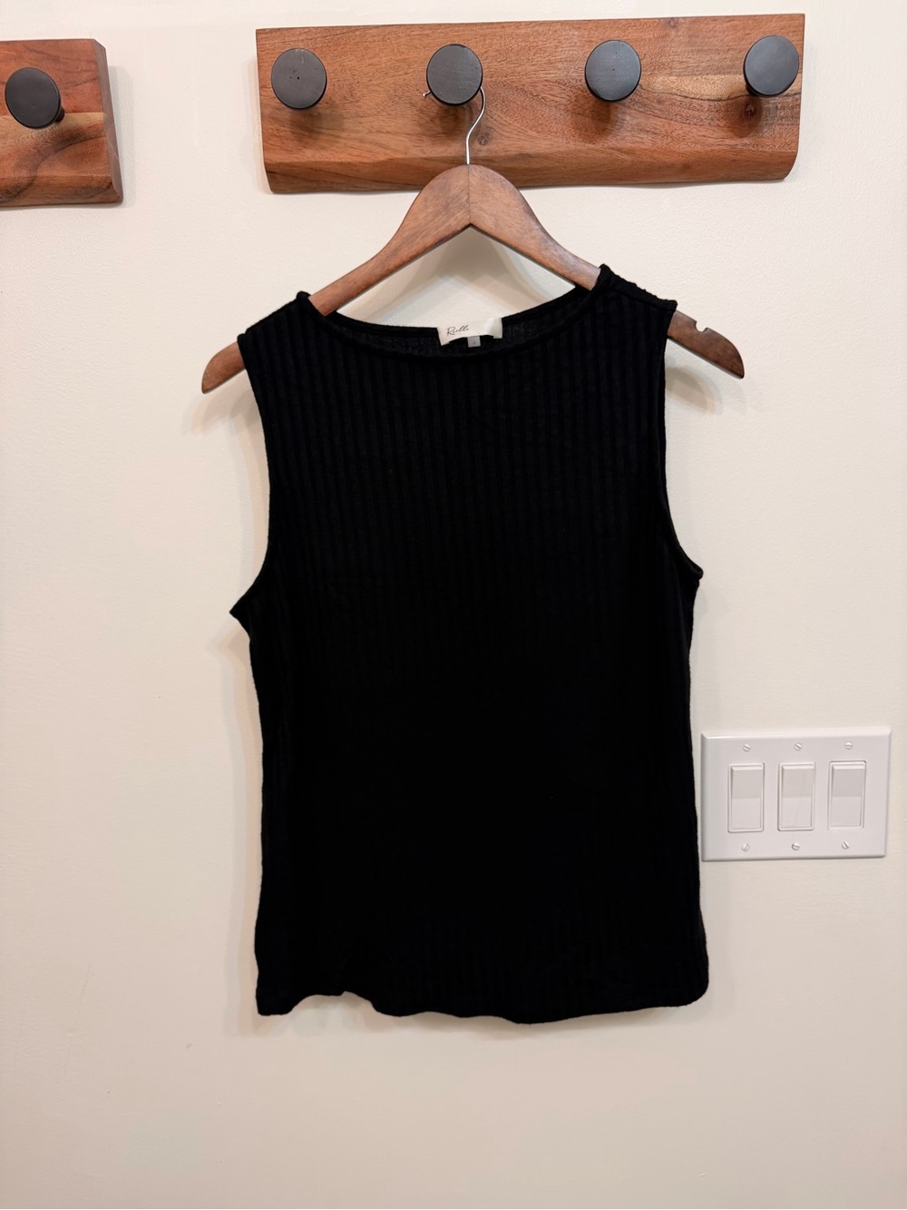 Ribbed Black Sleeveless Tank Top by Rielle